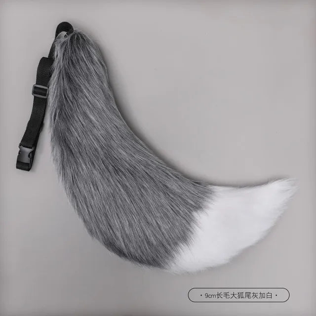 Adjustable Faux Fur Fox Tail Belt Canine Fursona Tail RoboRender