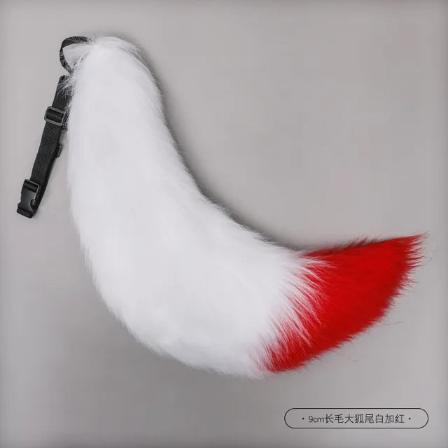 Adjustable Faux Fur Fox Tail Belt Canine Fursona Tail RoboRender