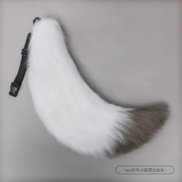 Adjustable Faux Fur Fox Tail Belt Canine Fursona Tail RoboRender
