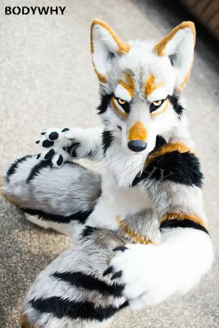 Badass Wolf Full Body Fursuit - Customizable Sizes, Soft Material, Perfect for Cosplay and Parties! RoboRender