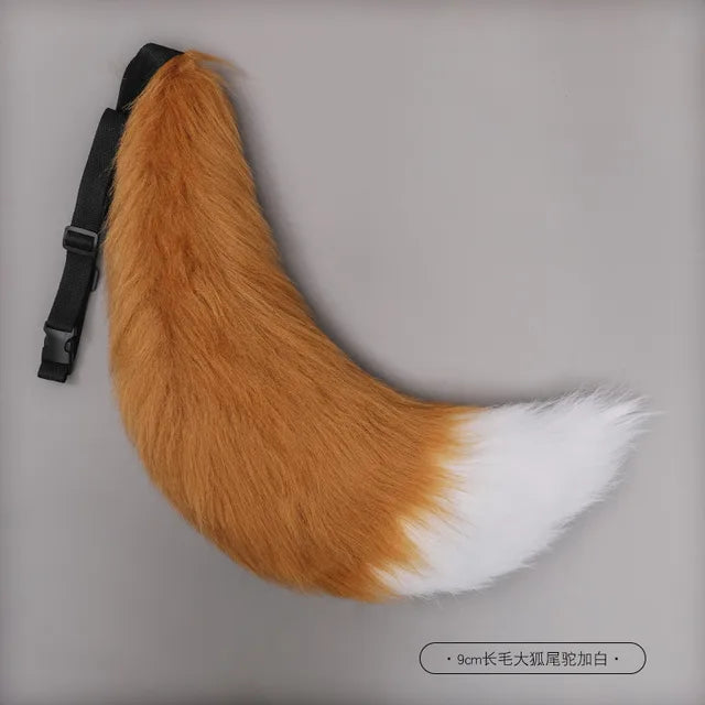 Adjustable Faux Fur Fox Tail Belt Canine Fursona Tail RoboRender