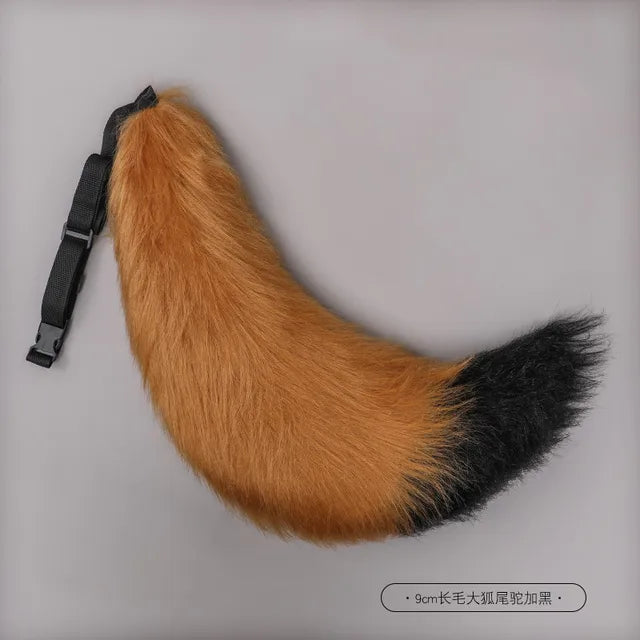 Adjustable Faux Fur Fox Tail Belt Canine Fursona Tail RoboRender