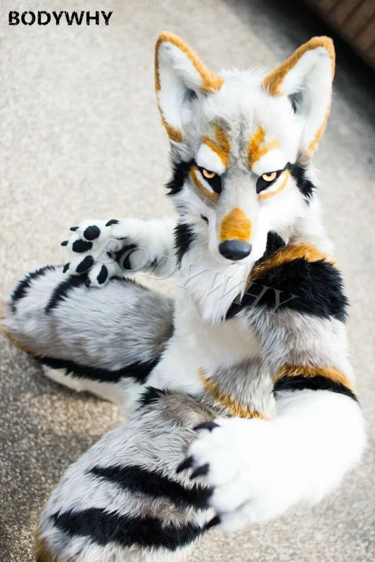 Badass Wolf Full Body Fursuit - Customizable Sizes, Soft Material, Perfect for Cosplay and Parties! RoboRender