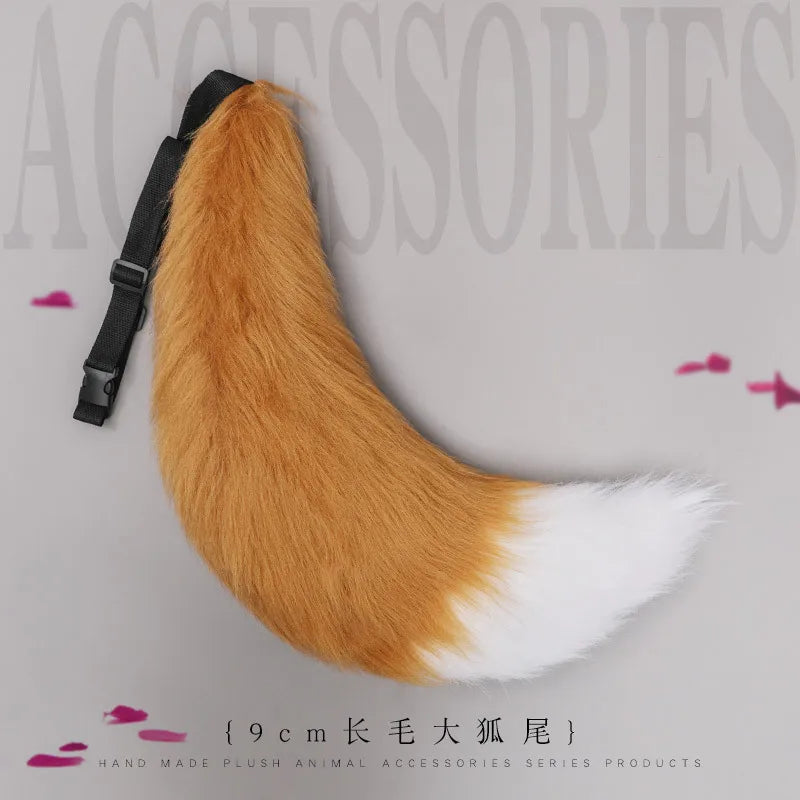 Adjustable Faux Fur Fox Tail Belt Canine Fursona Tail RoboRender