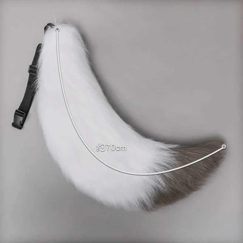 Adjustable Faux Fur Fox Tail Belt Canine Fursona Tail RoboRender