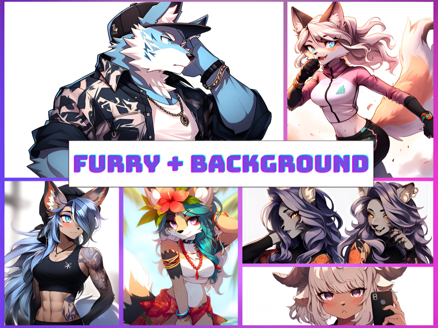 Custom Fursona Original Character: Custom Furry Art, Furry Art Commission, Fursona Commission, Furry Fandom Feral Anthro with Background HD My Store