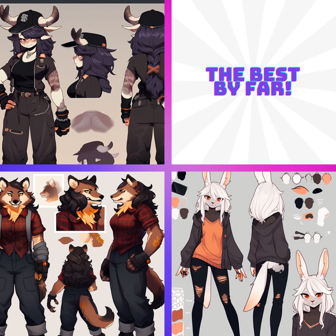 Standard Furry Character Reference Sheets: Fursona Reference Sheet Commissions, Anthro Reference Sheet Furry Commissions - Read Description My Store