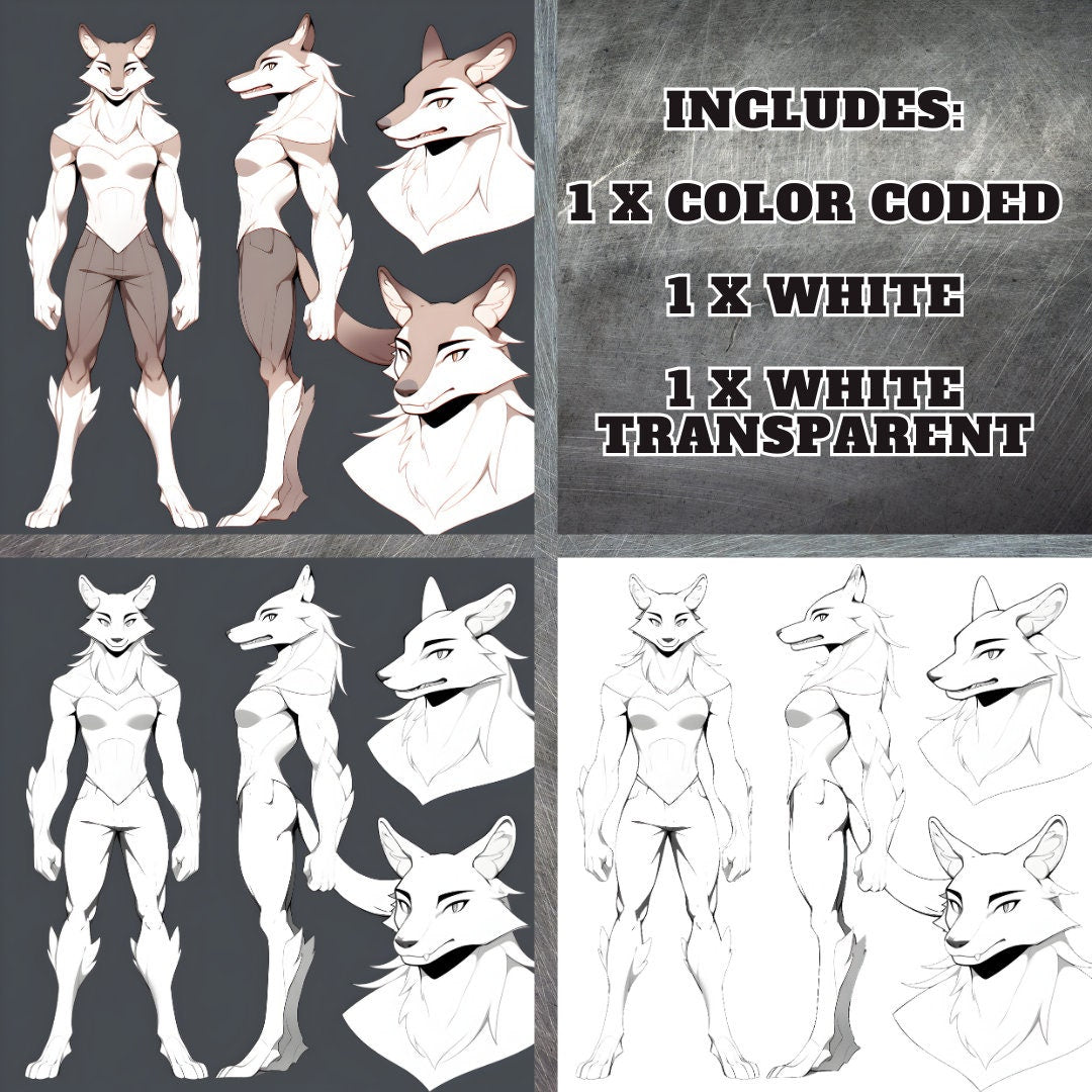 Fit Deer Fursona Base No Antlers: Female Fursona Doe Deer Furry Base Adopt White Color Coded Transparent PNG Template HD Line Art My Store