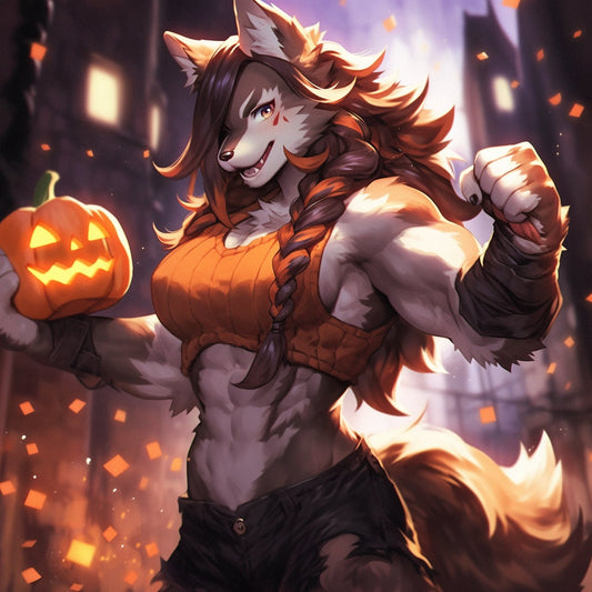 Halloween Furry Wall Art Commission: Unique Masterpieces Halloween Gift Fursona Halloween Artwork Gift for Animal Lovers Amazing Present My Store