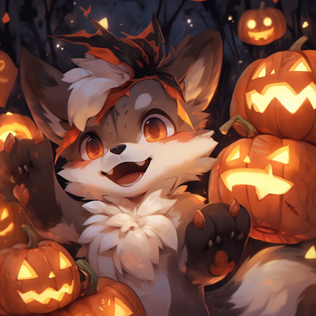 Halloween Furry Wall Art Commission: Unique Masterpieces Halloween Gift Fursona Halloween Artwork Gift for Animal Lovers Amazing Present My Store