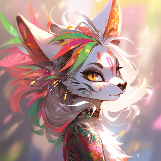 Furry Art Print: Fursona Colorful Print Furry Art Piece Anthro Home Decor Furry Wall Art Decor Colorful Fursona Girl Homewarming Gift My Store