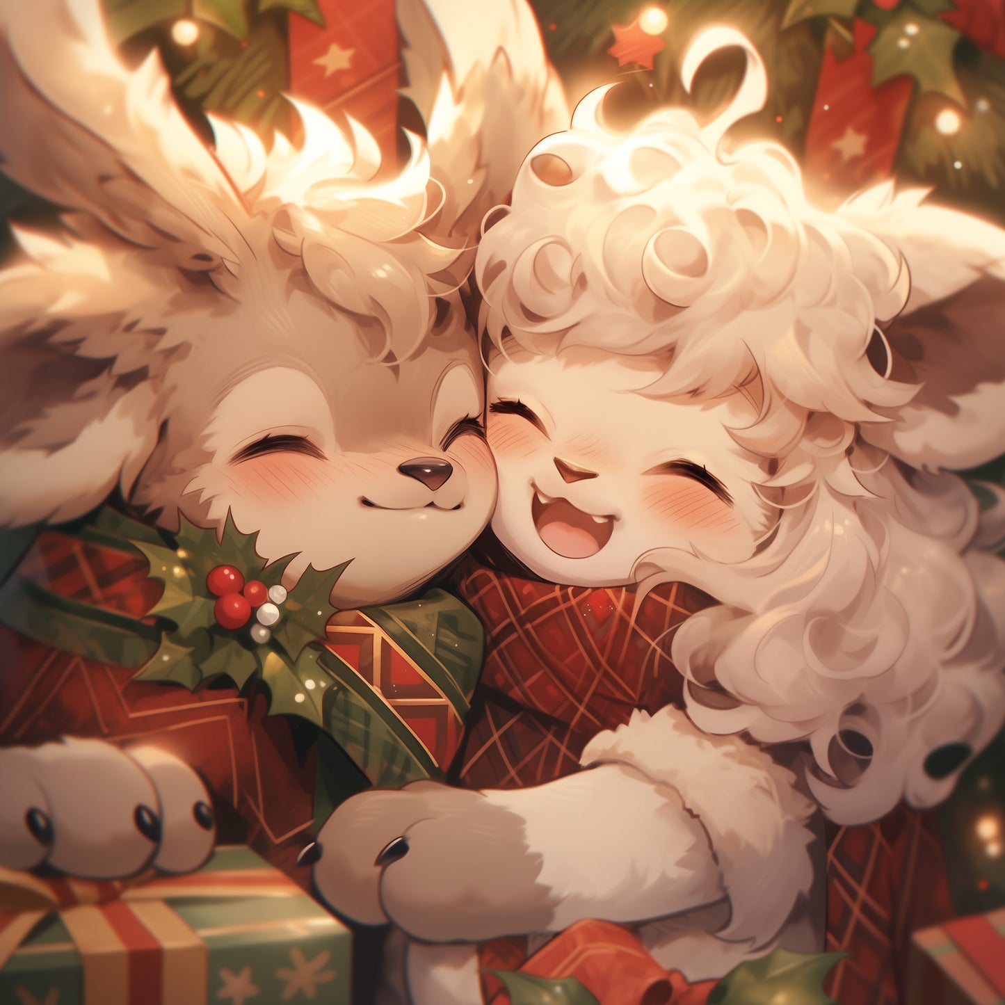 Christmas Furry Couple Commission | XMAS Digital Painting | Masterpiece Couple Fursona Commission | Christmas Gift for Furry Lovers Fursona My Store
