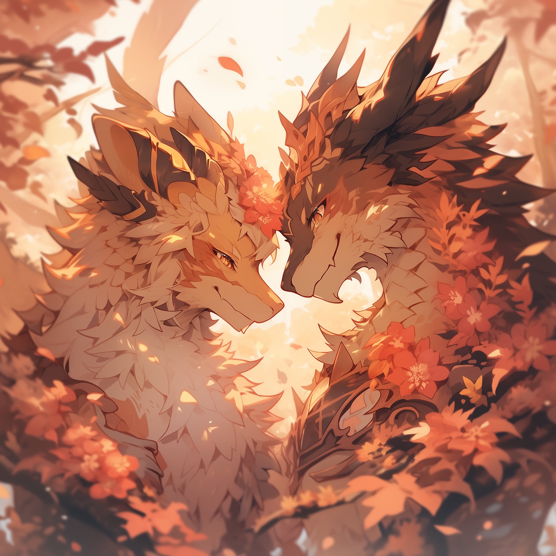 Furry Couple Commission | Digital Painting | Masterpiece Couple Fursona Commission | Fursona Gift for Furry Lovers Fluffy Couple Commission My Store