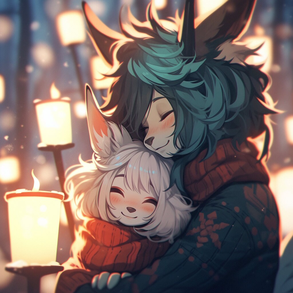 Christmas Furry Couple Commission | XMAS Digital Painting | Masterpiece Couple Fursona Commission | Christmas Gift for Furry Lovers Fursona My Store