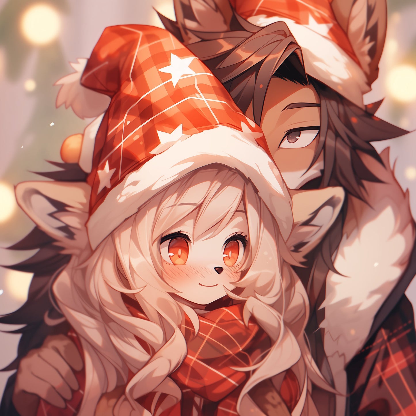 Christmas Furry Couple Commission | XMAS Digital Painting | Masterpiece Couple Fursona Commission | Christmas Gift for Furry Lovers Fursona My Store