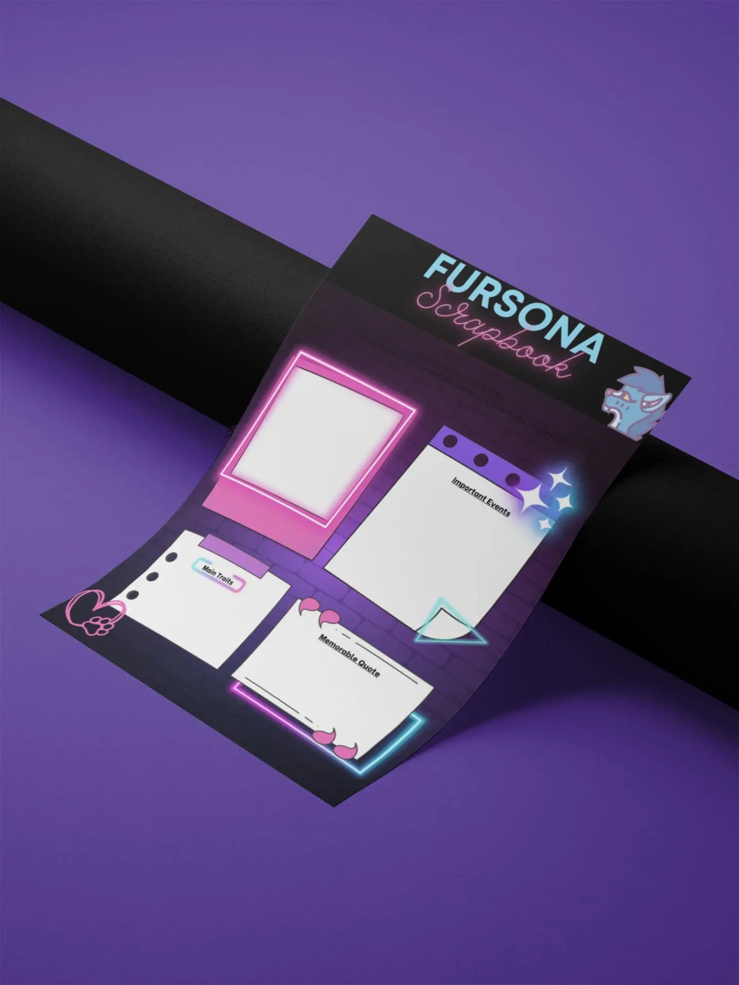 Fursona Scrapbook Page | Fursona Scrapbooking | Furry Memories Page | Furry Community Diary | Creative Gifts for Furries | Furry Art Gift My Store