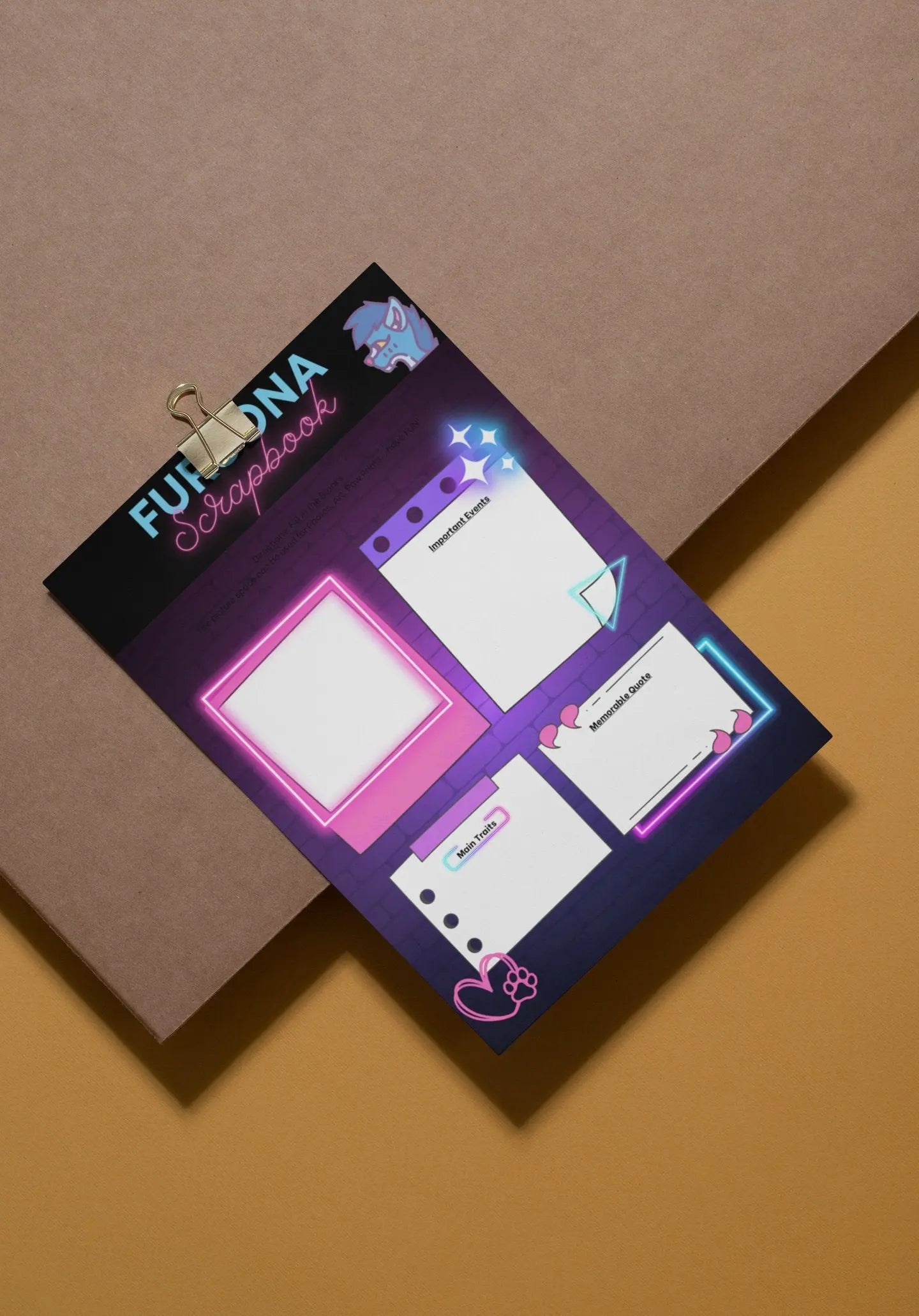 Fursona Scrapbook Page | Fursona Scrapbooking | Furry Memories Page | Furry Community Diary | Creative Gifts for Furries | Furry Art Gift My Store