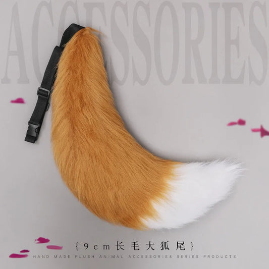 Adjustable Faux Fur Fox Tail Belt Canine Fursona Tail RoboRender