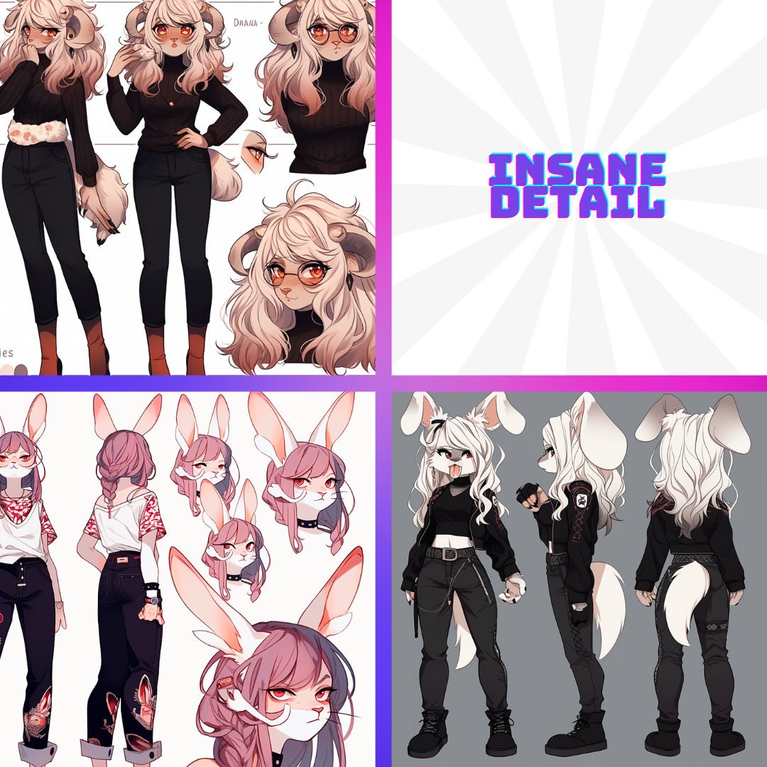 Standard Furry Character Reference Sheets: Fursona Reference Sheet Commissions, Anthro Reference Sheet Furry Commissions - Read Description My Store