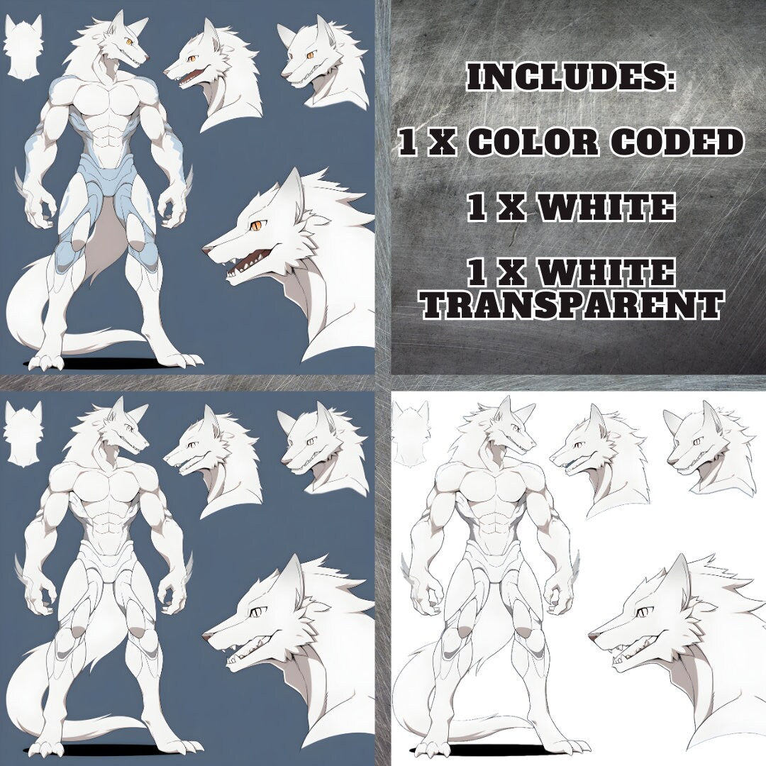 Protogen Fursona Base No Visor: Android Fursona Robotic Legs Furry Base Adopt White Color Coded Transparent PNG Template Protogen Line Art My Store