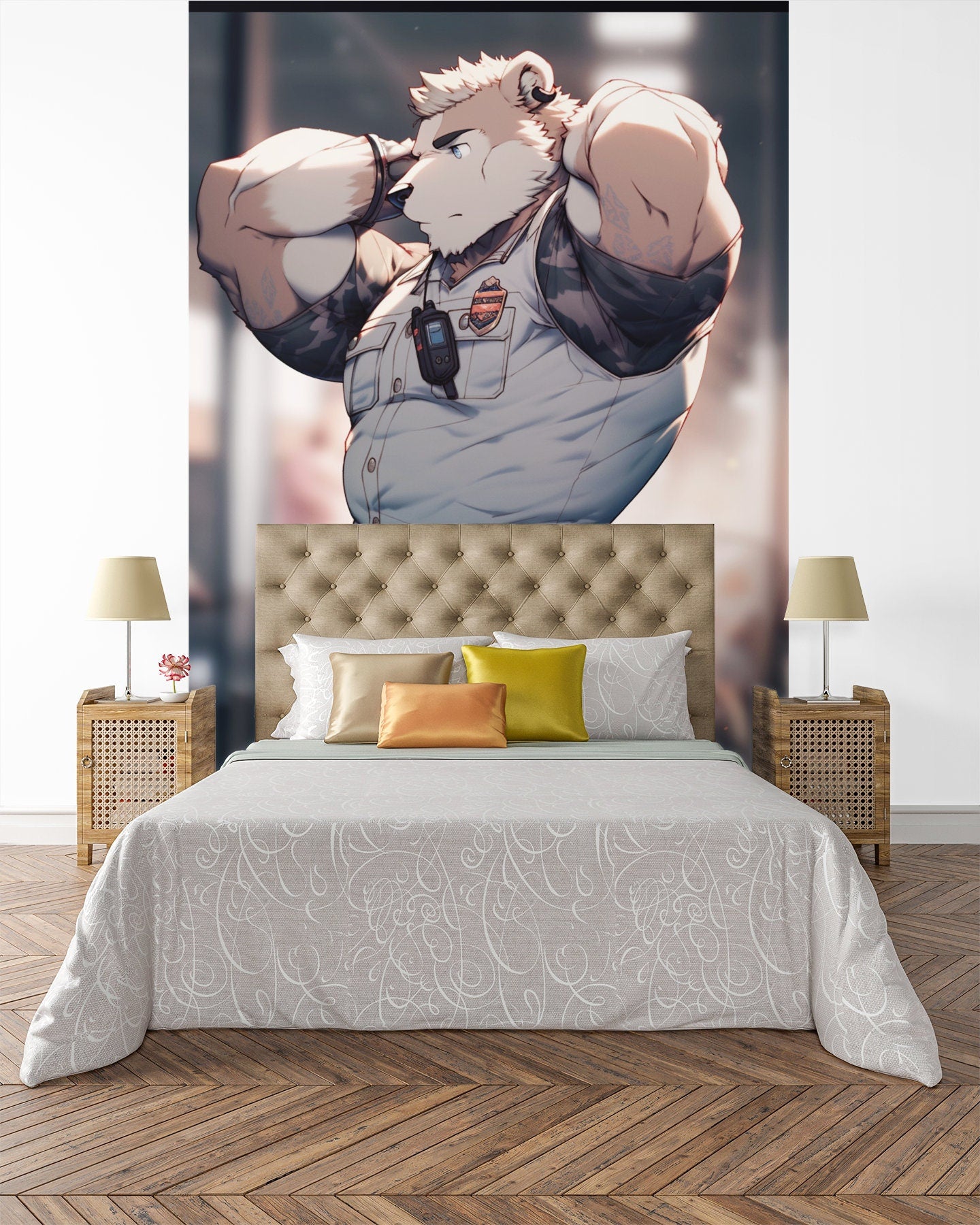 Furry Wall Art: Fursona Painting for Furry Lovers Wall Art for Bedroom or Living Room Bear Cop Feral Large HD PNG My Store