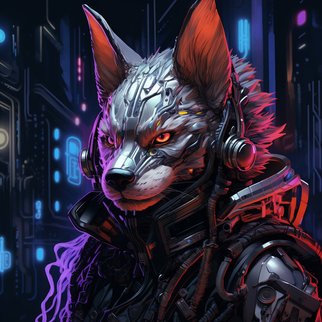 Cyberpunk Neon Furry Art: Cyberpunk Fursona Wall Art Home Decor Furry Lover Homewarming Gift "Nix City Runner #2" Anthropomorphic Canine My Store