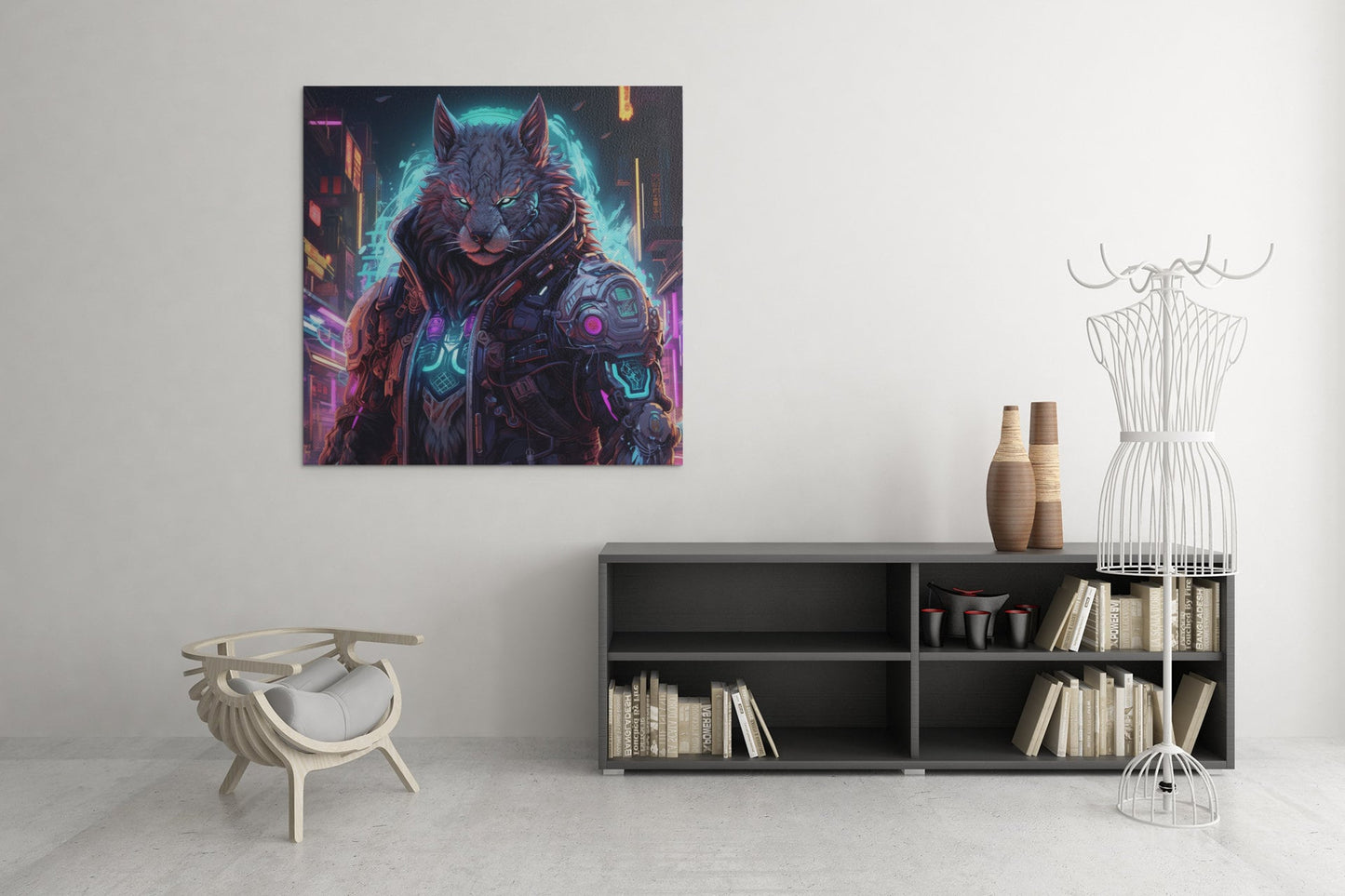 Cyberpunk Neon Furry Art: Cyberpunk Fursona Wall Art Home Decor Furry Lover Homewarming Gift "Nix City Runner #3" Anthropomorphic Canine My Store