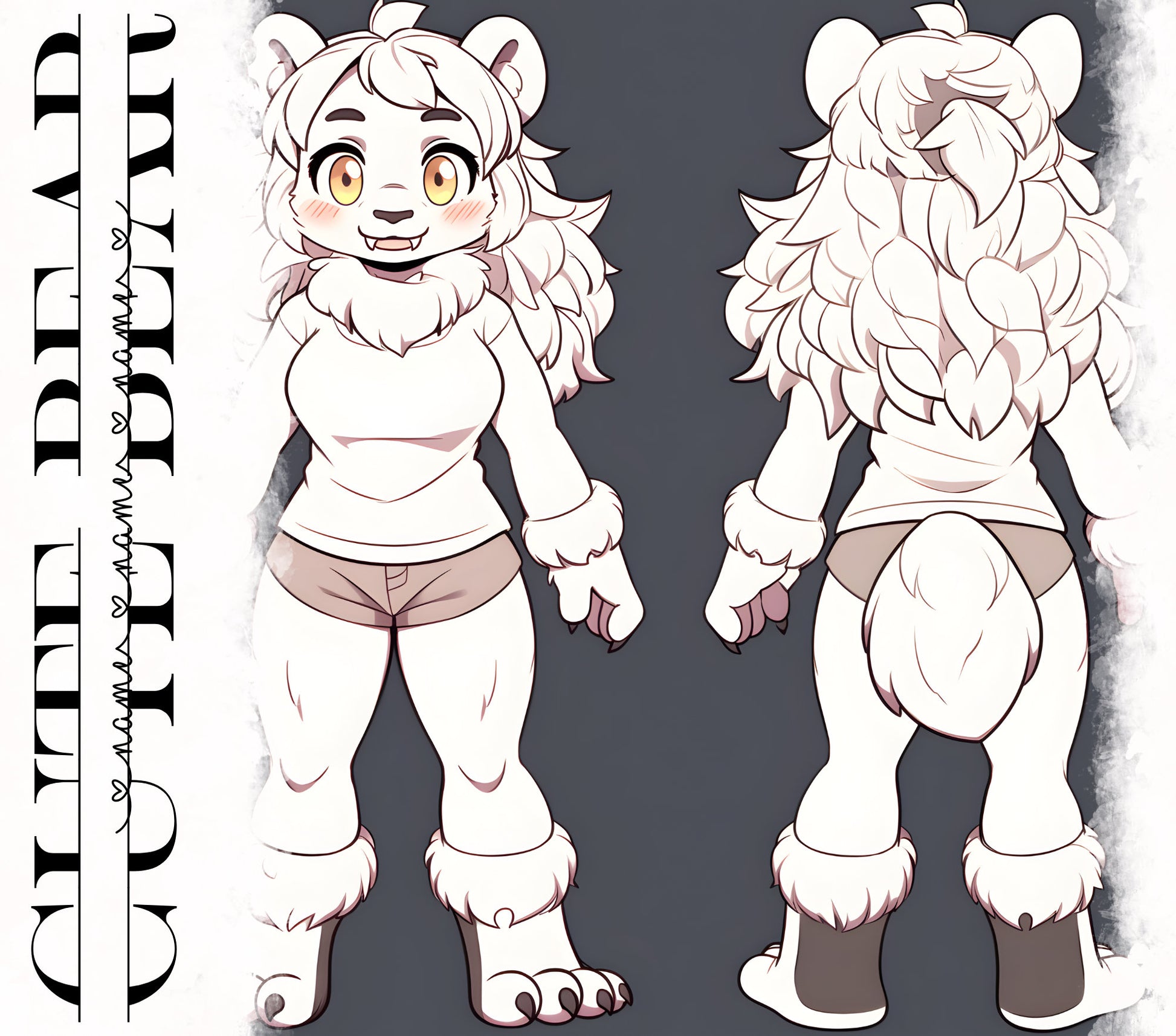 Feral Chubby Bear Base Cute Furry: Petite Bear Fursona Furry Base Adopt White Color Coded Transparent PNG Template Coloring Book Line Art My Store