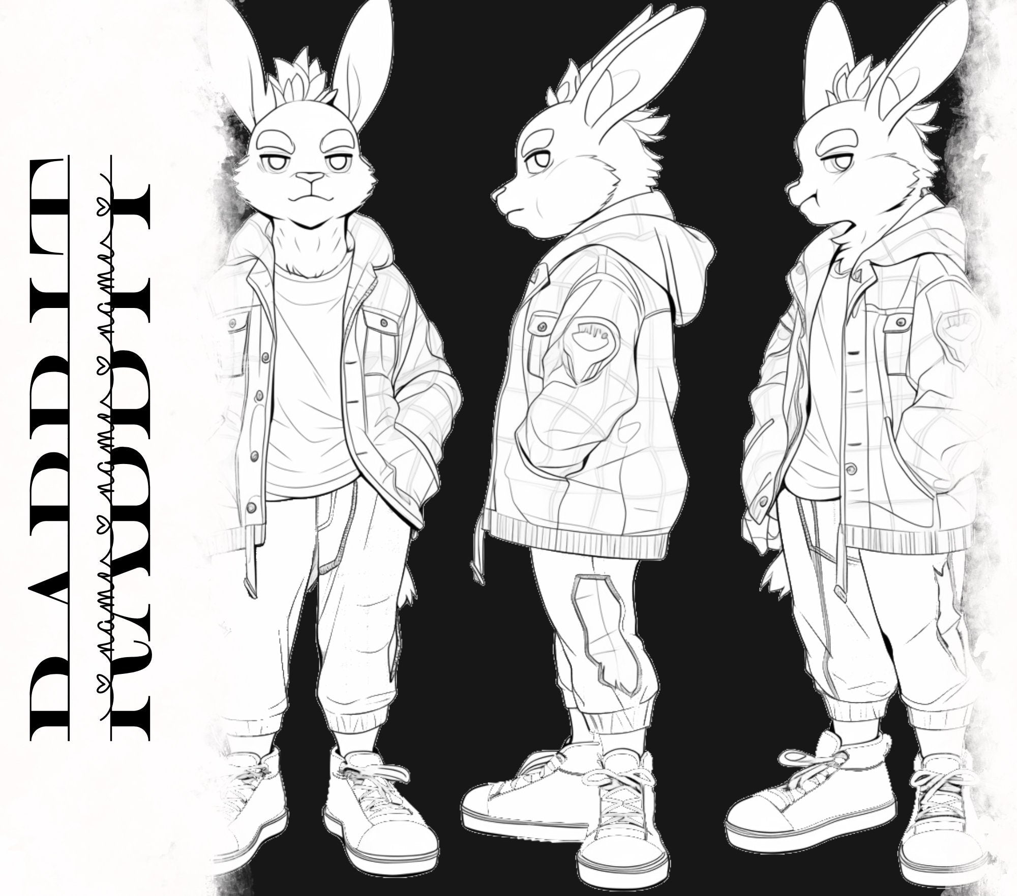 Furry Base Rabbit Standing Feral Cool Rabbit Base Cute Furry: Chill Bunny Fursona Furry Base Adop ...