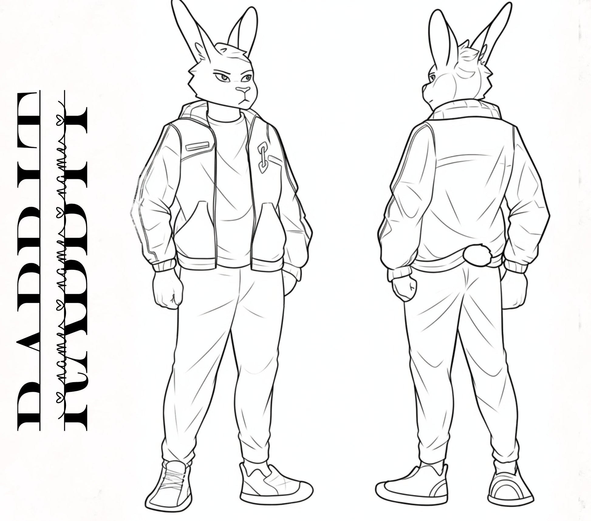 Ref Sheet Base Bunny Base Cute Furry: Petite Rabbit Fursona Furry Base Adopt White Color Coded Transparent PNG Template Coloring Book Line My Store