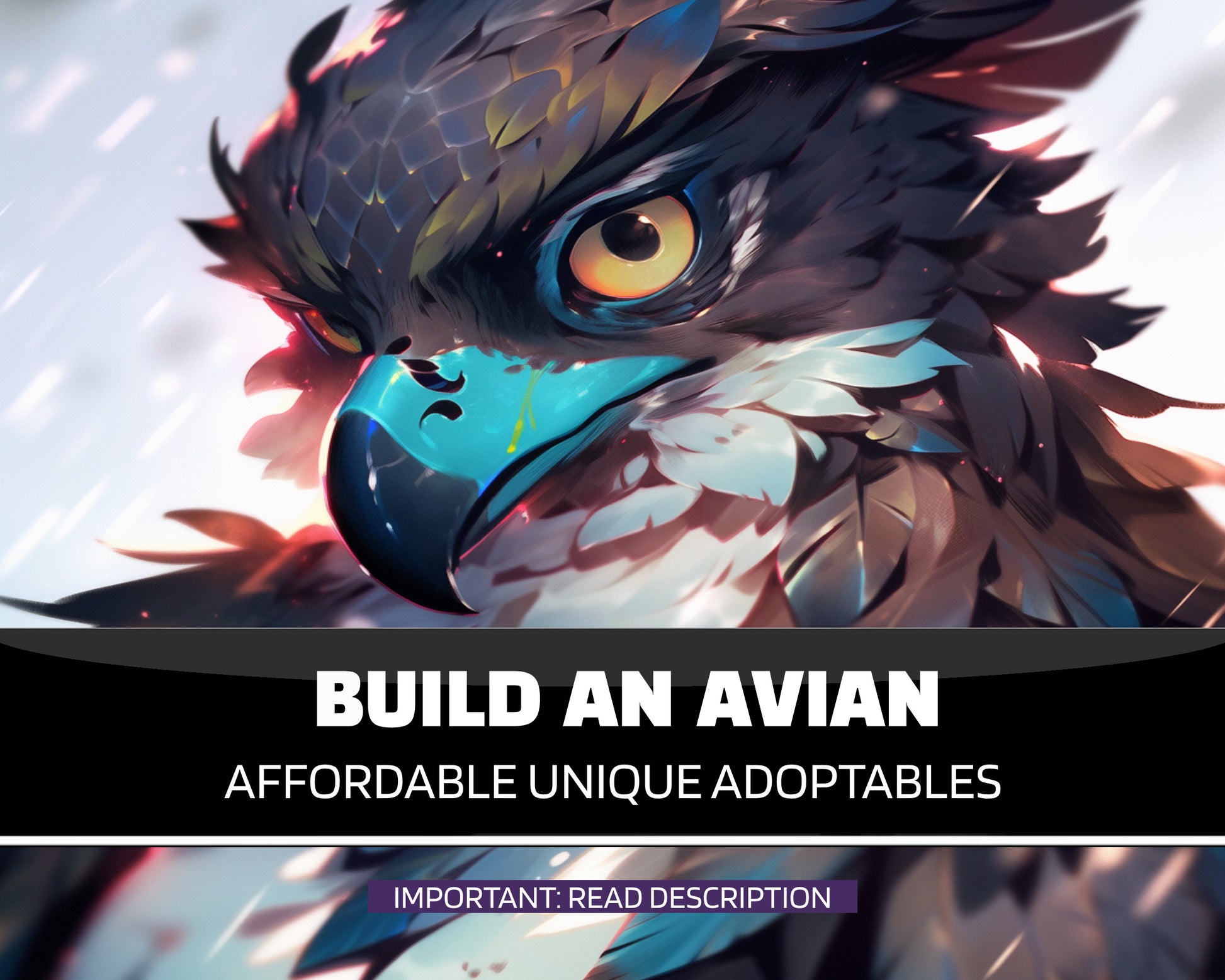 Fursona Adopt Build an Avian: Bird, Griffin Character Ref Sheet Commission, Avian Art Detailed Avatar, Customized and Personalized Feral My Store