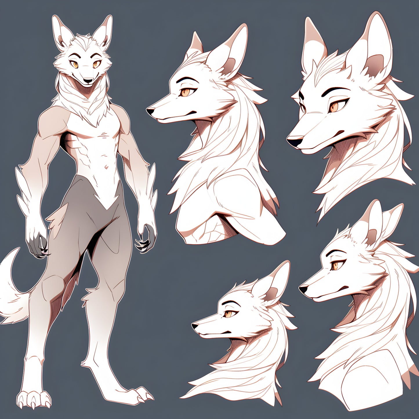 Gender Neutral Canine Furry Base: Canine Fursona Fox Dog Furry Base Adopt White Color Coded Transparent PNG Template Feral Anthro Line Art My Store