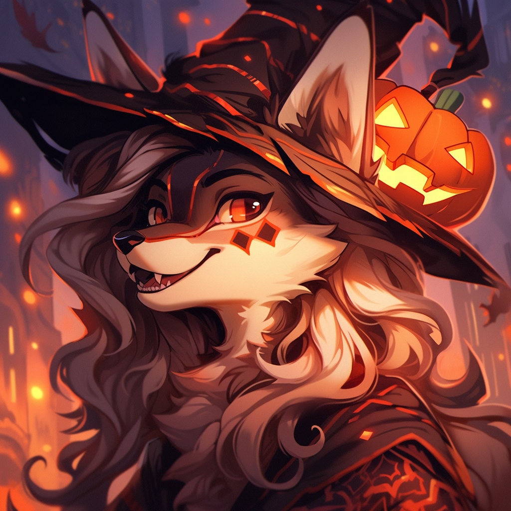 Halloween Furry Wall Art Commission: Unique Masterpieces Halloween Gift Fursona Halloween Artwork Gift for Animal Lovers Amazing Present My Store