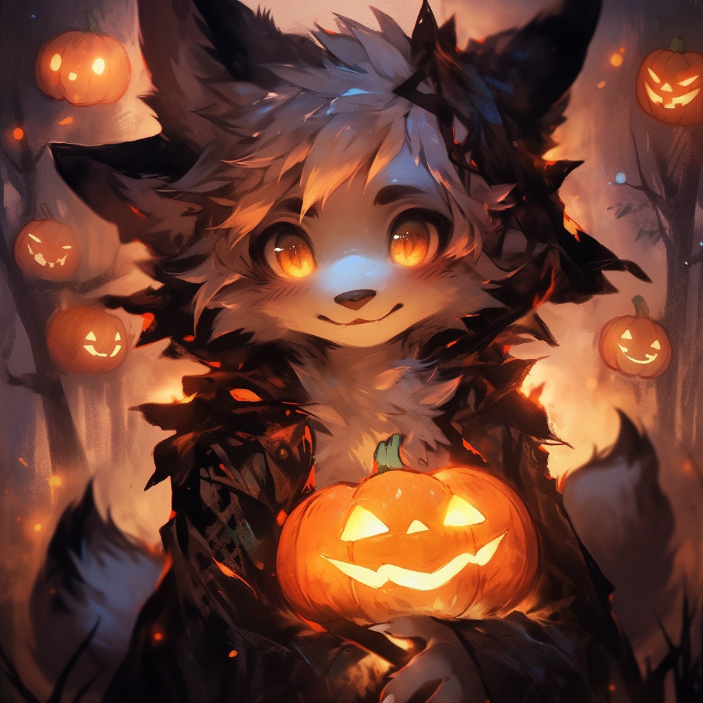 Halloween Furry Wall Art Commission: Unique Masterpieces Halloween Gift Fursona Halloween Artwork Gift for Animal Lovers Amazing Present My Store