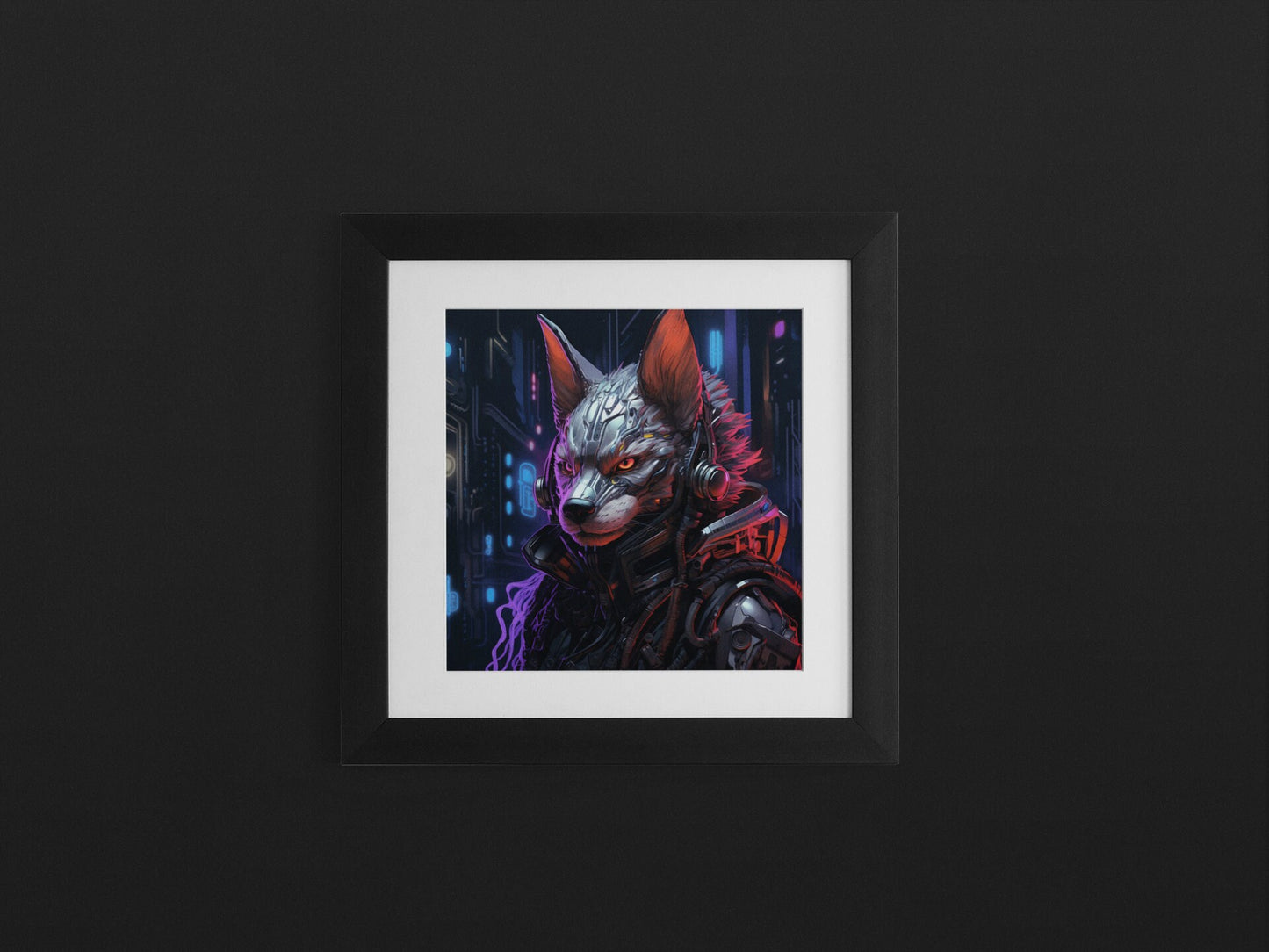 Cyberpunk Neon Furry Art: Cyberpunk Fursona Wall Art Home Decor Furry Lover Homewarming Gift "Nix City Runner #2" Anthropomorphic Canine My Store