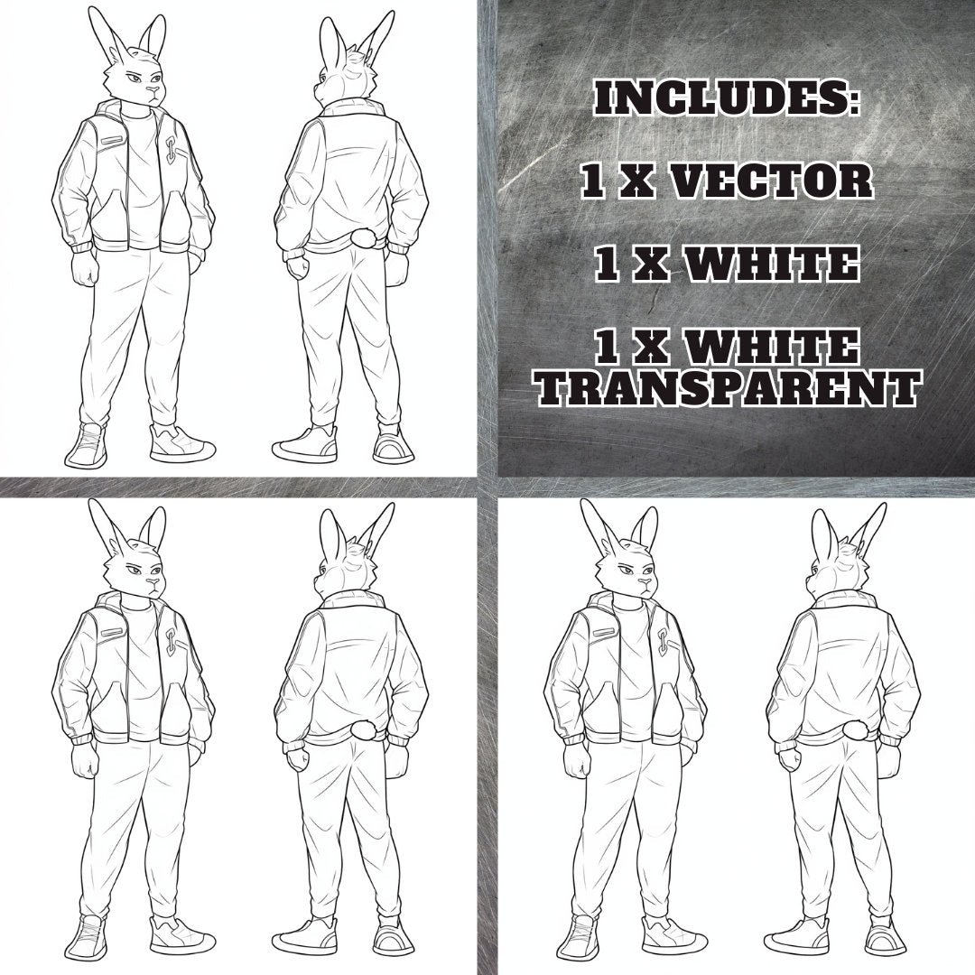 Ref Sheet Base Bunny Base Cute Furry: Petite Rabbit Fursona Furry Base Adopt White Color Coded Transparent PNG Template Coloring Book Line My Store