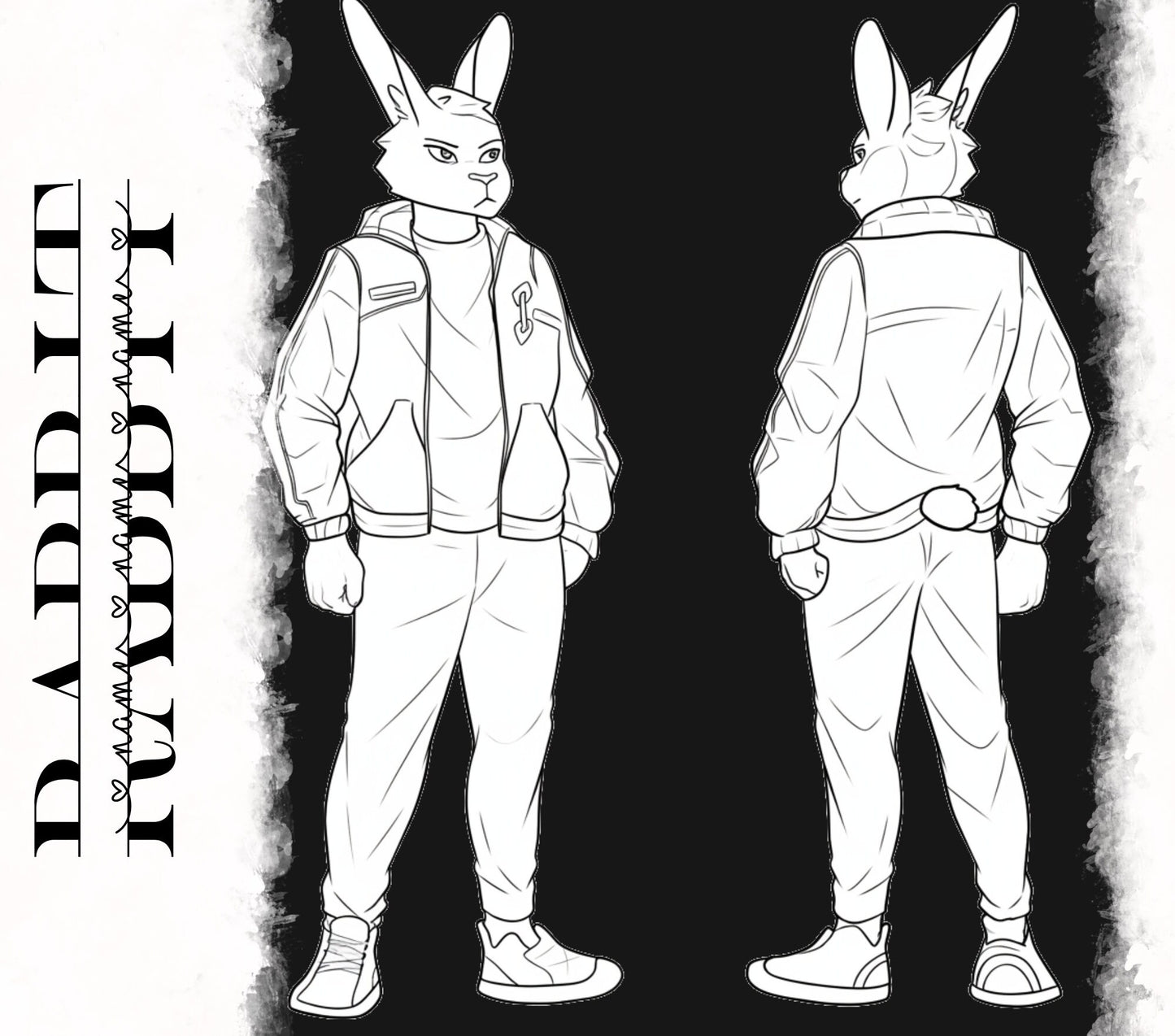 Ref Sheet Base Bunny Base Cute Furry: Petite Rabbit Fursona Furry Base Adopt White Color Coded Transparent PNG Template Coloring Book Line My Store