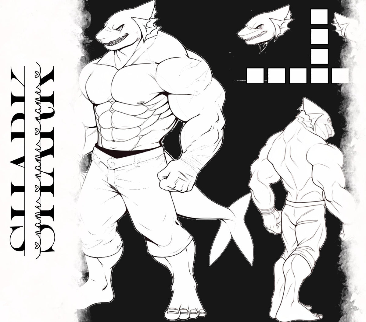 Creative Shark' Base Strong Shark Base Cute Furry Aquatic Template: Shark Fursona Furry Bas ...