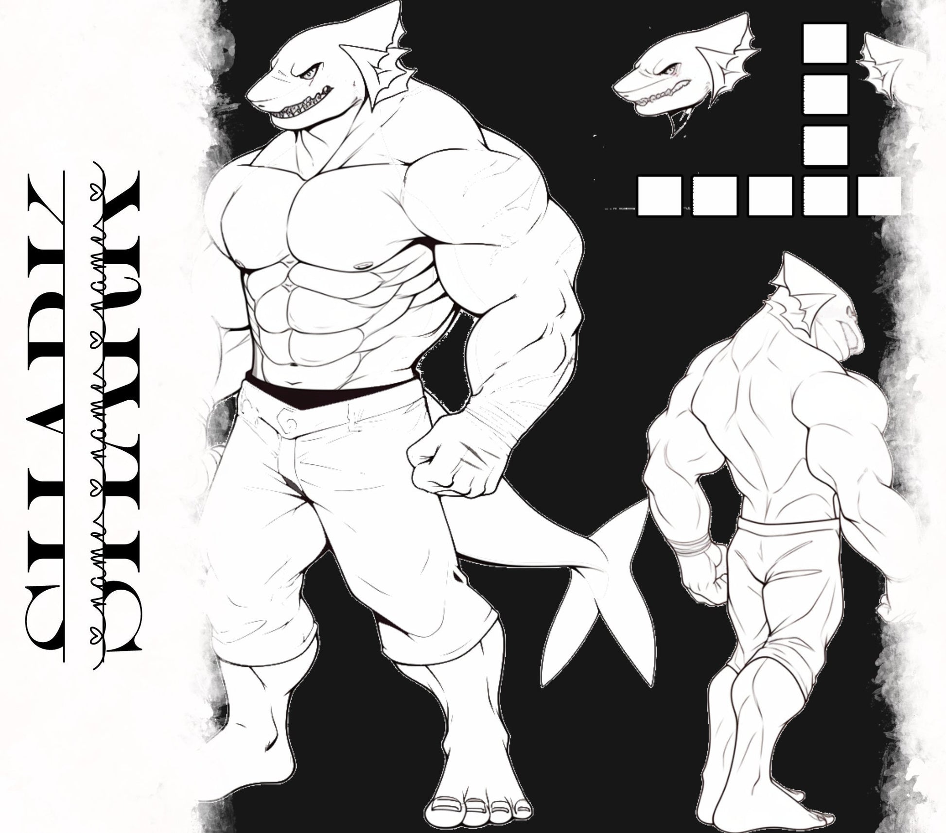 Strong Shark Base Cute Furry Aquatic Template: Shark Fursona Furry Bas ...