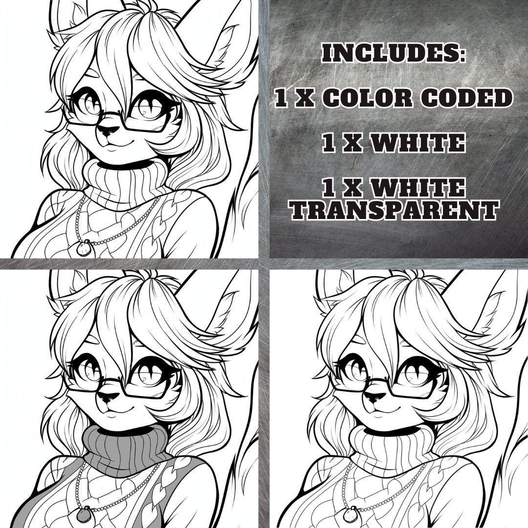 Feline Furry Base Cute Furry Feline Fursona Template Fursona Furry Base Adopt White Color Coded PNG Transparent Template Coloring Book My Store