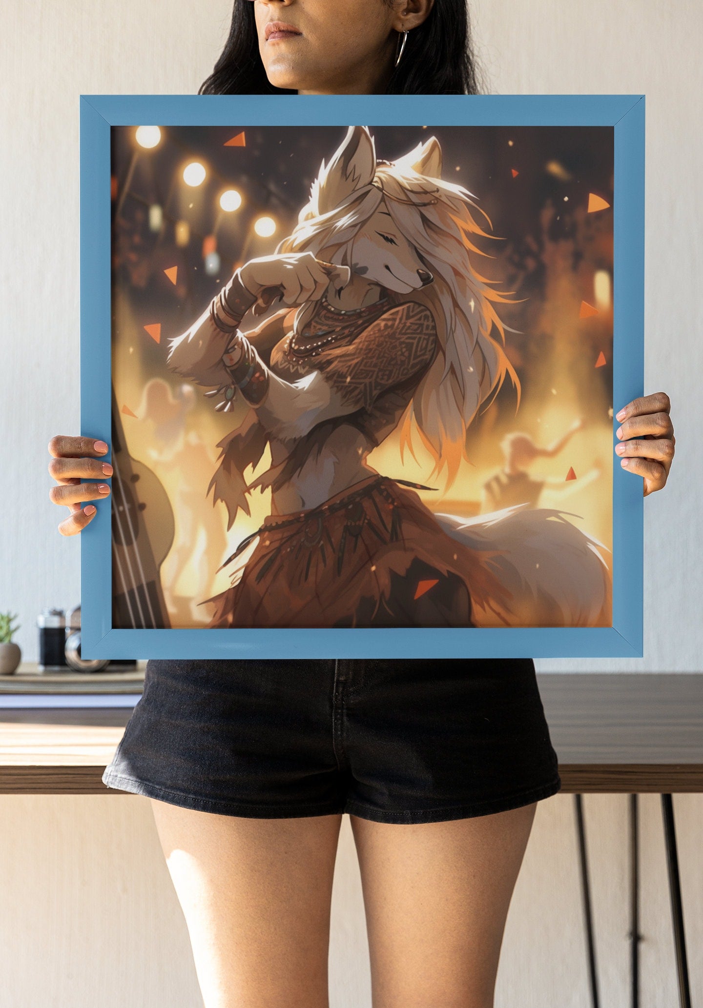 Furry Art Print: Fursona Dancing Print Furry Art Piece Anthro Home Decor Furry Wall Art Decor Colorful Fursona Dance Music Homewarming Gift My Store