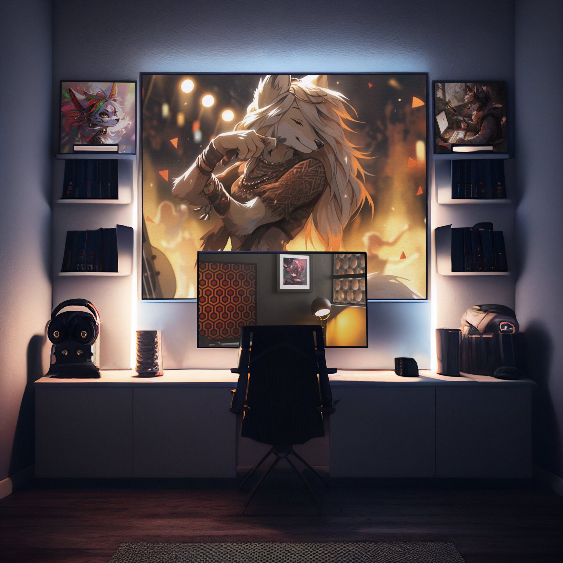 Furry Art Print: Fursona Dancing Print Furry Art Piece Anthro Home Decor Furry Wall Art Decor Colorful Fursona Dance Music Homewarming Gift My Store