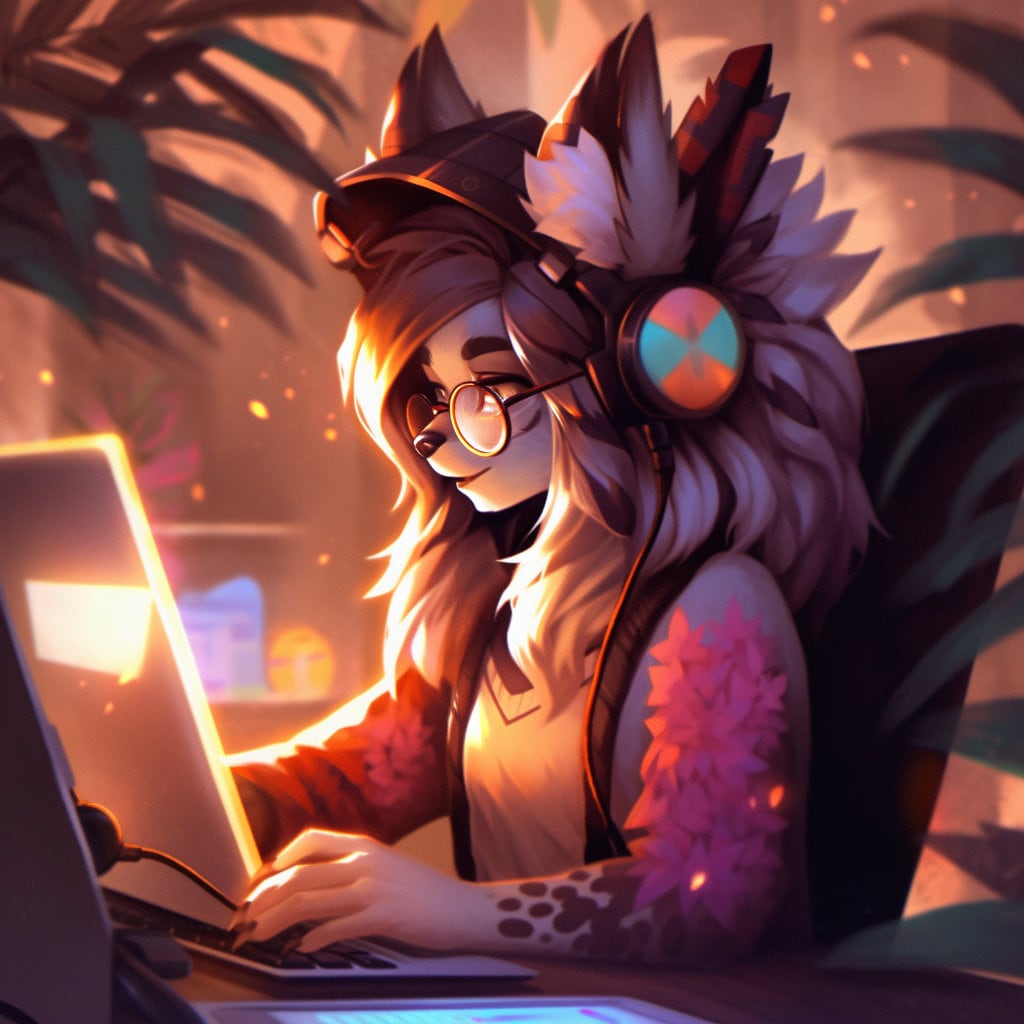 Furry Art Print: Fursona Laptop Print Furry Art Piece Anthro Home Decor Furry Wall Art Decor Laptop Fursona Study Office Homewarming Gift My Store