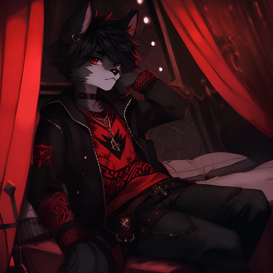 YCH Goth Boyfriend Girlfriend Anthro, Furry, Feral, Fursona Con Badge Custom Art Character Profile Image or Icon [YCH in our Goth Bedroom] My Store