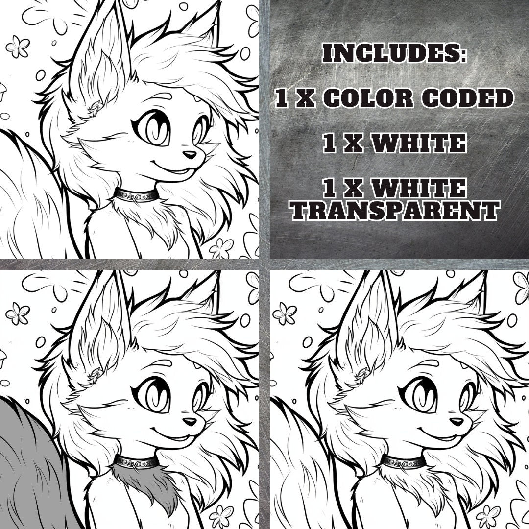 Feminine Cute Furry Base Cute Furry Girly Fursona Template Fursona Furry Base Adopt White Color Coded PNG Transparent Template Coloring Book My Store