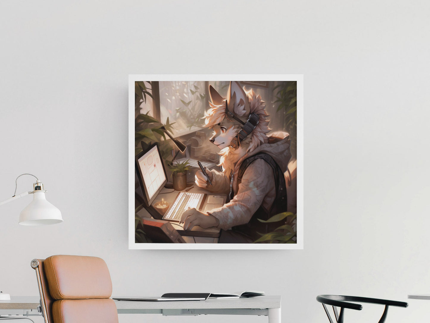 Furry Art Print: Fursona Study Digital Print Furry Art Piece Anthro Home Decor Furry Wall Art Decor for Study Room Computer Homewarming Gift My Store