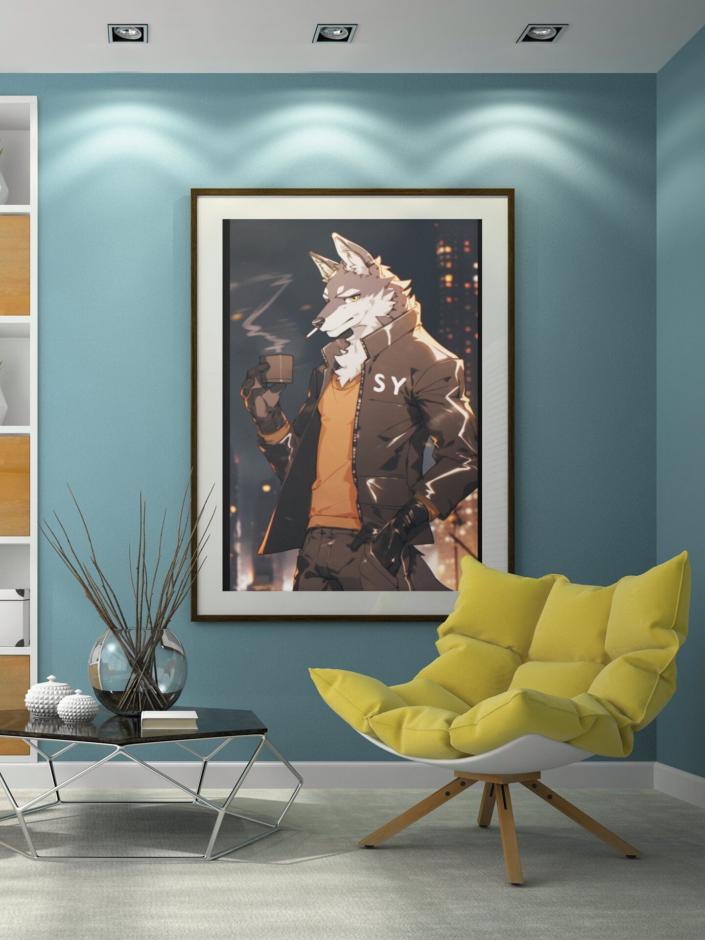 STYXX Wall Art Digital Print: Fursona Bounty Hunter Mercenary Print Furry Art Piece Anthro Home Decor Furry Wall Art Decor Homewarming Gift My Store