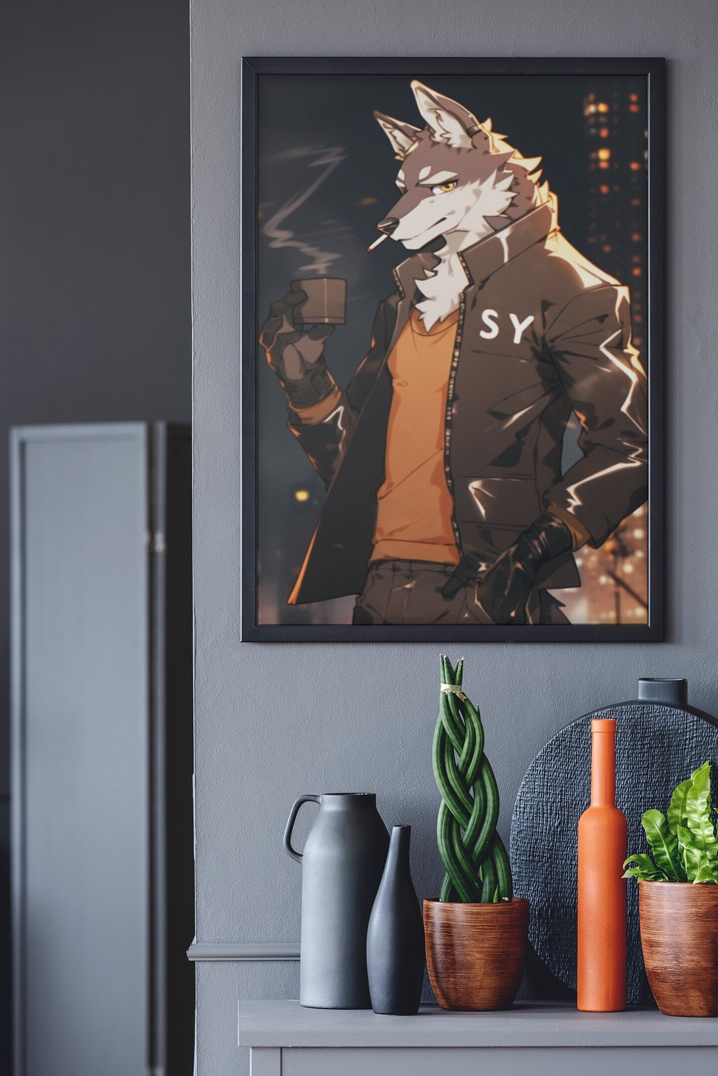 STYXX Wall Art Digital Print: Fursona Bounty Hunter Mercenary Print Furry Art Piece Anthro Home Decor Furry Wall Art Decor Homewarming Gift My Store