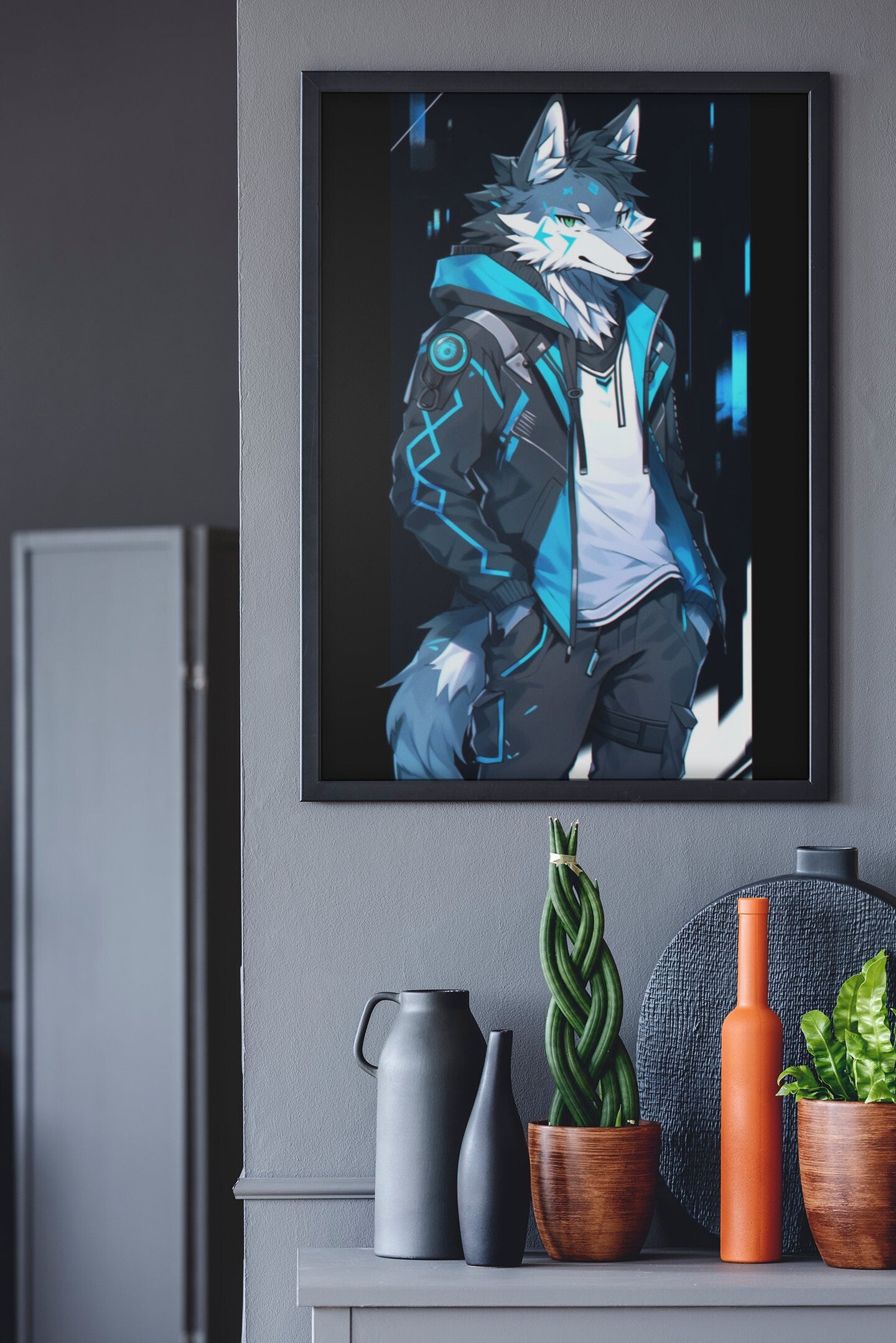 ZEUS Wall Art Digital Print: Fursona Zeus Print Furry Art Piece Anthro Home Decor Furry Wall Art Decor Wolf Fursona SciFi Homewarming Gift My Store