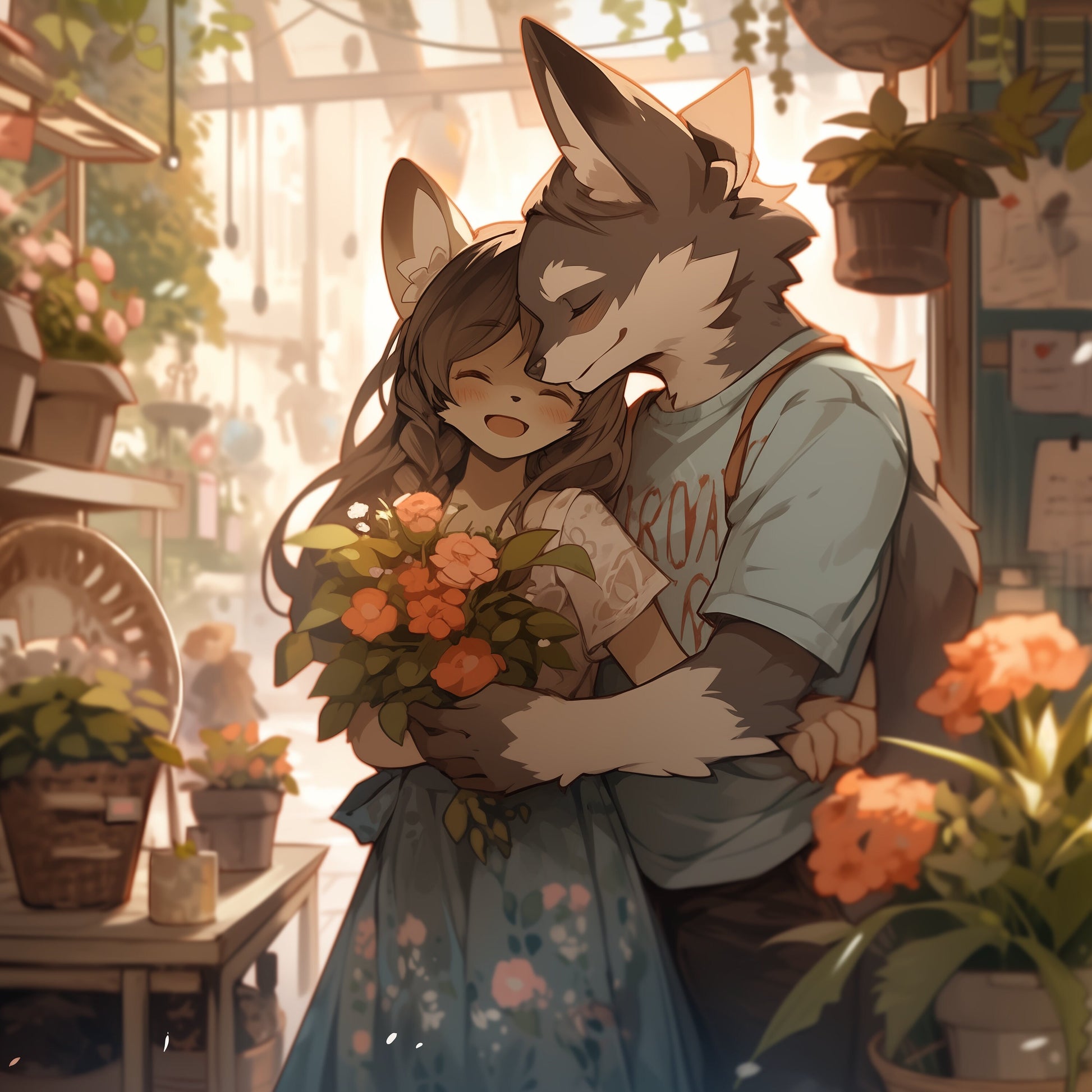 Furry Couple Commission | Digital Painting | Masterpiece Couple Fursona Commission | Fursona Gift for Furry Lovers Fluffy Couple Commission My Store